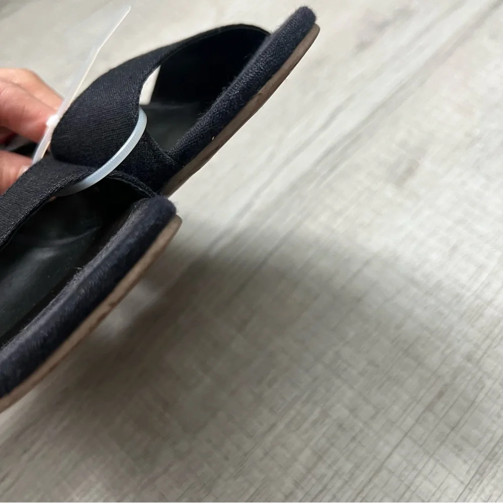 REFORMATION Anita Mule Wedge - Black Linen 5.5